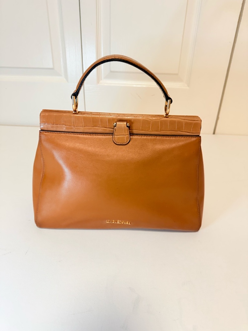 Michael Kors Gramercy Medium Acorn Leather Satchel - Croc Trim